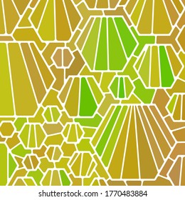 abstract vector stained-glass mosaic background - brown and green