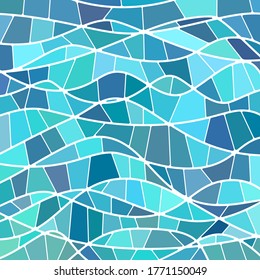 abstract vector stained-glass mosaic background - blue waves