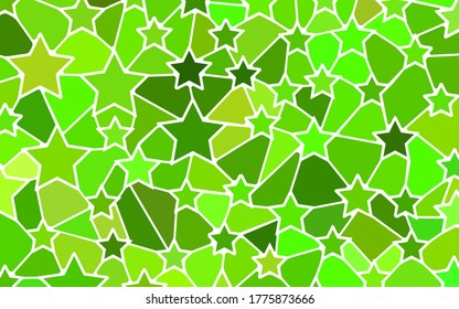 abstract vector stained-glass mosaic background - green stars