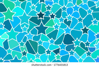 abstract vector stained-glass mosaic background - blue stars