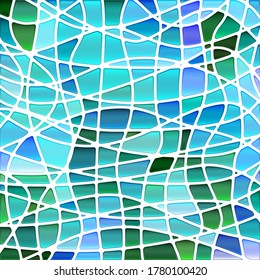 abstract vector stained-glass mosaic background - blue and green