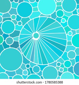 abstract vector stained-glass mosaic background - blue circles