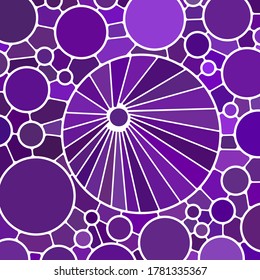 abstract vector stained-glass mosaic background - purple and violet circles
