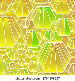 abstract vector stained-glass mosaic background - yellow and brown