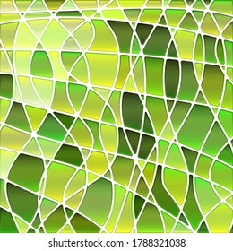 abstract vector stained-glass mosaic background - green and yellow