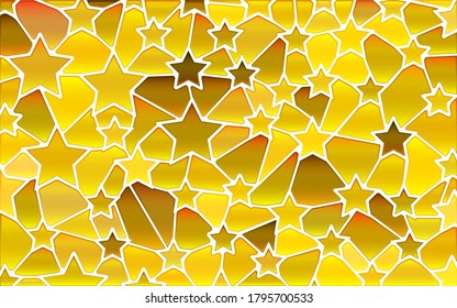 abstract vector stained-glass mosaic background - yellow and brown stars
