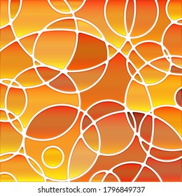 abstract vector stained-glass mosaic background - orange and yellow circles