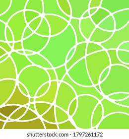 abstract vector stained-glass mosaic background - green circles