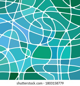 abstract vector stained-glass mosaic background - green and blue