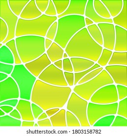abstract vector stained-glass mosaic background - green and yellow circles