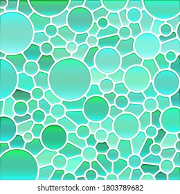 abstract vector stained-glass mosaic background - teal circles