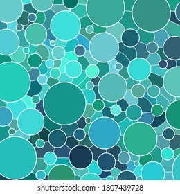 abstract vector stained-glass mosaic background - teal circles