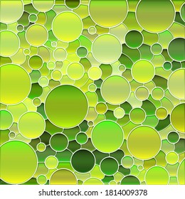abstract vector stained-glass mosaic background - green circles