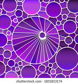 abstract vector stained-glass mosaic background - violet circles