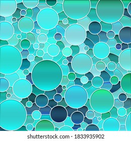 abstract vector stained-glass mosaic background - teal circles