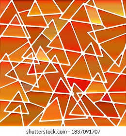 abstract vector stained-glass mosaic background - orange triangles
