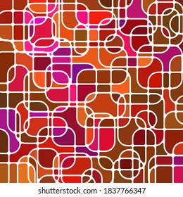 abstract vector stained-glass mosaic background - red and orange