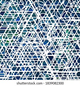 abstract vector stained-glass mosaic background - green and blue