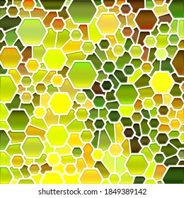 abstract vector stained-glass mosaic background - green and yellow