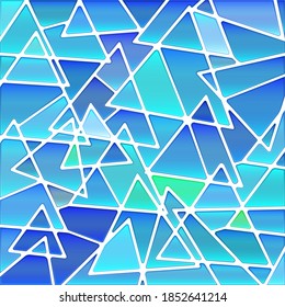 abstract vector stained-glass mosaic background - blue triangles