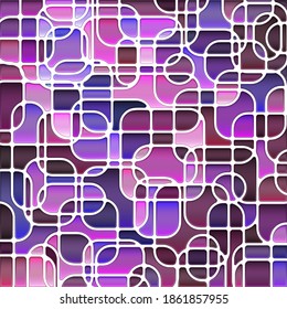 abstract vector stained-glass mosaic background - purple and violet
