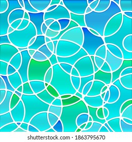 abstract vector stained-glass mosaic background - blue circles