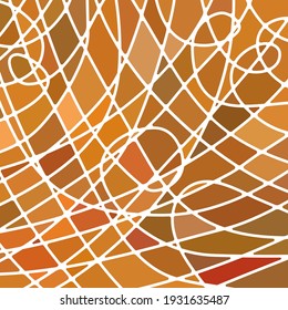 fondo abstracto de mosaico vectorial de vidrio teñido - naranja y marrón