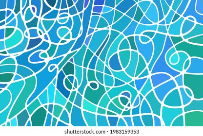fondo abstracto de mosaico de vidrio teñido vectorial - verde y azul