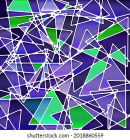 abstract vector stained-glass mosaic background - blue and violet