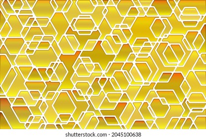 abstract vector stained-glass mosaic background - golden yellow