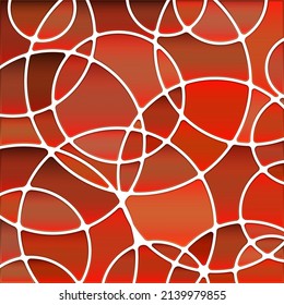 abstract vector stained-glass mosaic background - red and orange circles