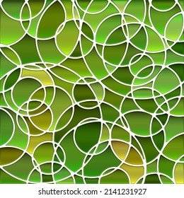 abstract vector stained-glass mosaic background - green and brown circles