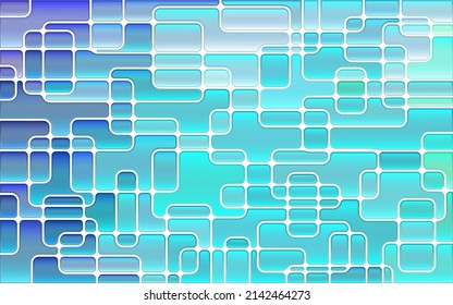 abstract vector stained-glass mosaic background - blue and violet rectangles
