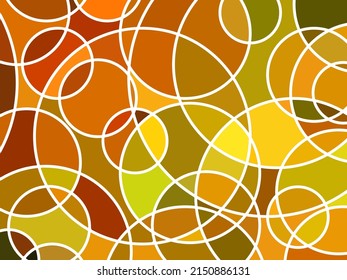abstract vector stained-glass mosaic background - orange, yellow and green circles