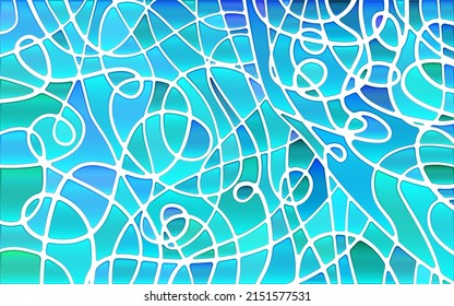 abstract vector stained-glass mosaic background - light blue