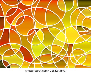 abstract vector stained-glass mosaic background - orange and yellow circles