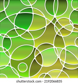 abstract vector stained-glass mosaic background - green and brown circles