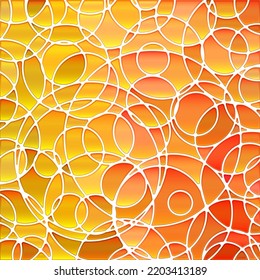 abstract vector stained-glass mosaic background - orange and red circles