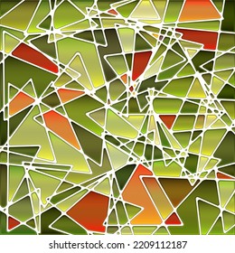 abstract vector stained-glass mosaic background - green and brown triangles