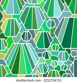abstract vector stained-glass mosaic background - green and teal