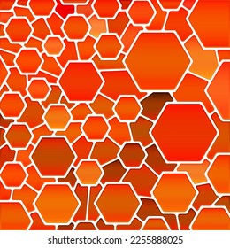 fondo abstracto de mosaico de vidrio teñido vectorial - hexagones rojos y anaranjados