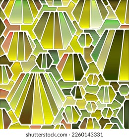 abstract vector stained-glass mosaic background - brown and green