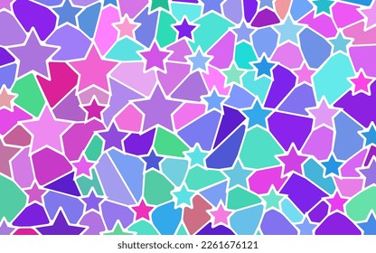 fondo abstracto de mosaico de vidrio teñido vectorial - estrellas violeta y azul