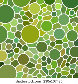 abstract vector stained-glass mosaic background - green and brown circles