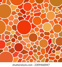 abstract vector stained-glass mosaic background - red and orange circles