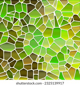 abstract vector stained-glass mosaic background - green and brown