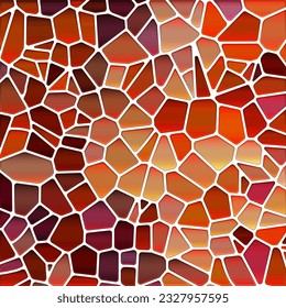 abstract vector stained-glass mosaic background - red and orange