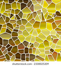 abstract vector stained-glass mosaic background - yellow and brown