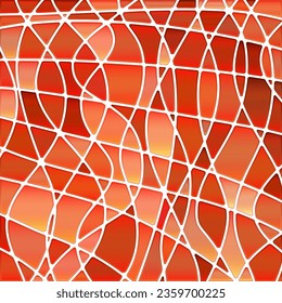 abstract vector stained-glass mosaic background - red and orange