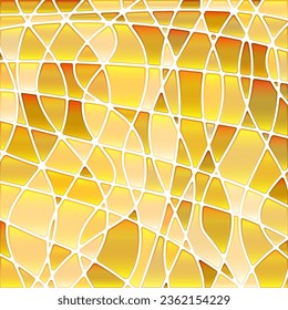 abstract vector stained-glass mosaic background - golden yellow